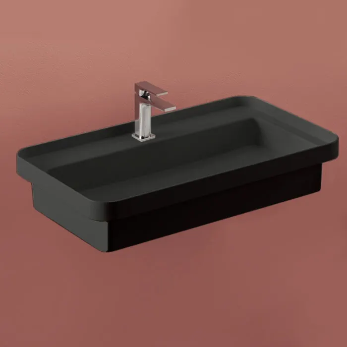 Раковина ArtCeram Fuori Scala встраиваемая с одним отверстием цвет черный матовый TFL0351700 TFL035 17 00 — фото 1, Раковины