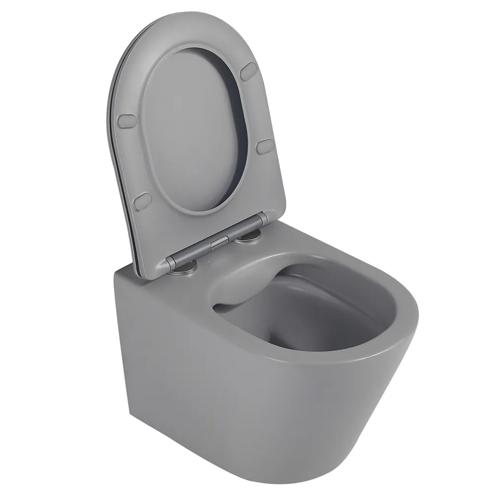 Товар: Унитаз ABBER Bequem AC1102MG подвесной серый матовый, безободковый - фото 7 Унитаз ABBER Bequem AC1102MG подвесной серый матовый, безободковый — фото 7, Подвесные унитазы