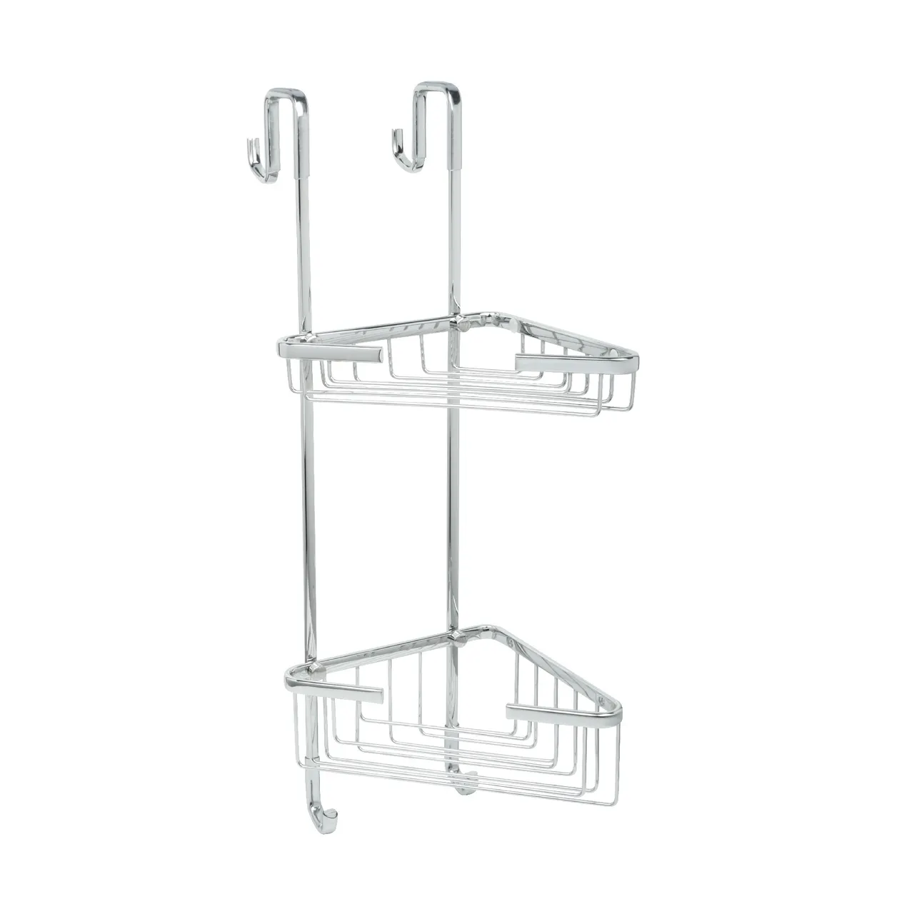 Полка для душевой кабины угловая Fixsen двухэтажная хром латунь FX-853-2 — фото 1, Полки для ванной и душа