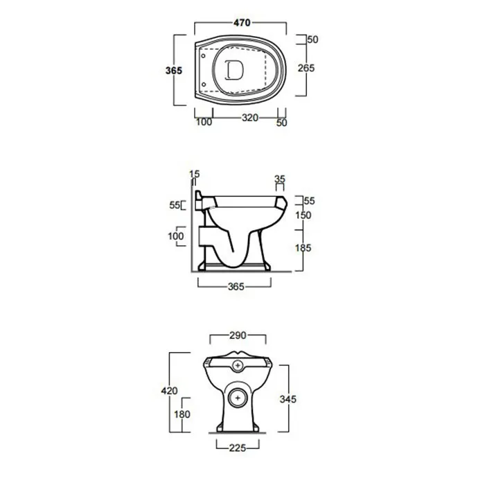 Унитаз SIMAS ARCADE напольный приставной или к бачку с горизонтальным сливом цвет белый AR811 — фото 2, Напольные унитазы