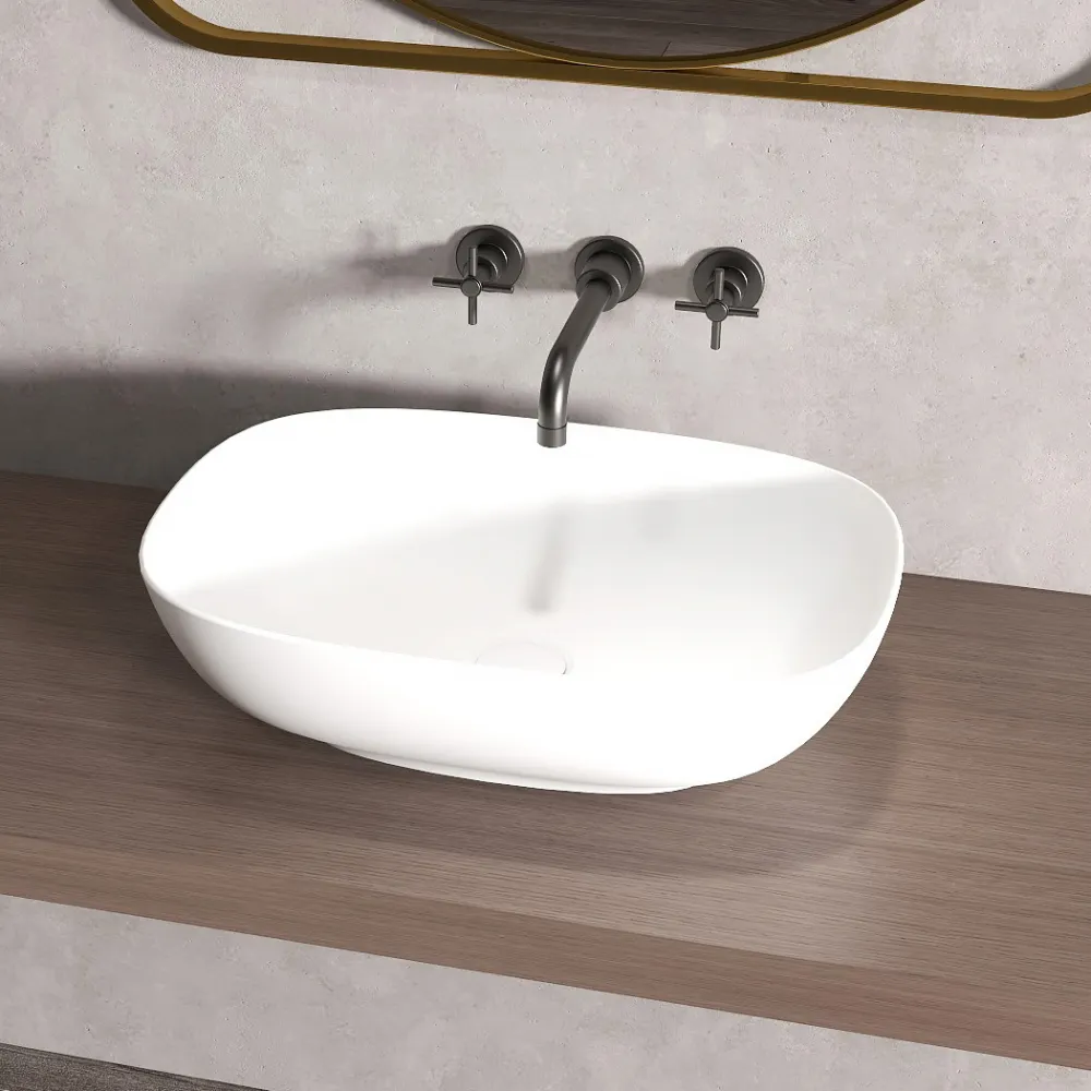 Раковина накладная ABBER Stein AS2637 белая матовая — фото 1, Раковины накладные