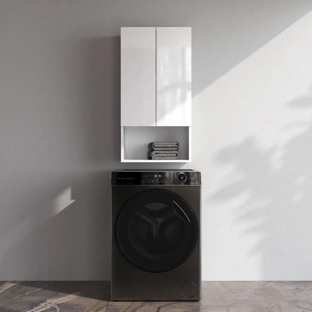 M85CHX05021WG X-Joy, Шкаф навесной с дверками и открытой полкой, 50 см, белый глянец — фото 7, Шкафы для ванной