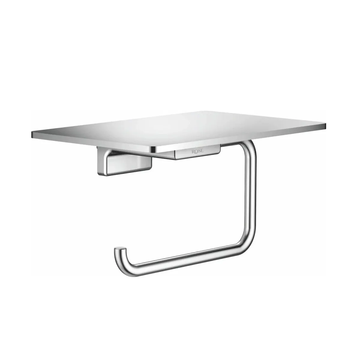Держатель для туалетной бумаги с полочкой Rose RG1805, хром — фото 1, Держатели туалетной бумаги