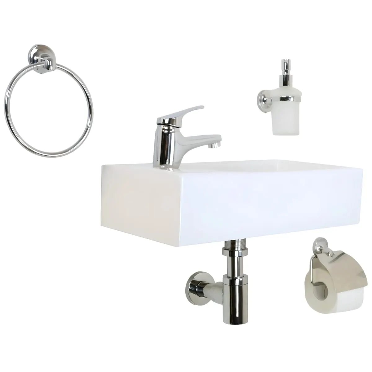 Раковина маленькая GS, 45x25x12 cm, отверстие слева. белая керамика 32266 — фото 14, Раковины