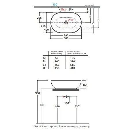 Раковина GLOBO T-EDGE накладная цвет smoke B6O60SK — фото 2, Раковины