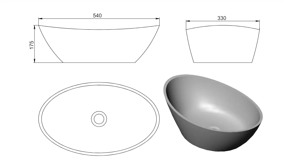 Раковина EUROPE Soft Rock Duo 54 Х 33 RAL* 1.02.005.11.2 — фото 3, Раковины