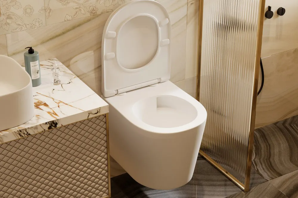 Унитаз ABBER Bequem AC1102TMW подвесной белый матовый, безободковый, смыв торнадо — фото 17, Подвесные унитазы