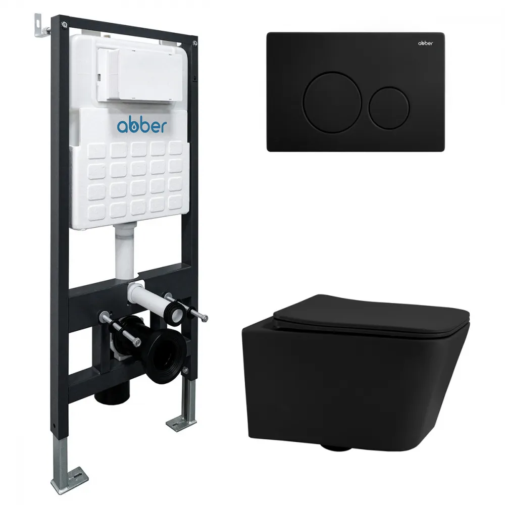 Товар: Комплект подвесной унитаз ABBER Rechteck AC1201MB черный матовый с инсталляцией AC0105 и кнопкой AC0121MB черный матовый AC1201MB-AC0105-AC0121MB - фото 1 Комплект подвесной унитаз ABBER Rechteck AC1201MB черный матовый с инсталляцией AC0105 и кнопкой AC0121MB черный матовый AC1201MB-AC0105-AC0121MB — фото 1, Комплекты унитаз + инсталляция