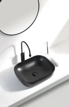 Раковина накладная Aquanet Lake-1-MB 39,5 черный — фото 9, Раковины накладные