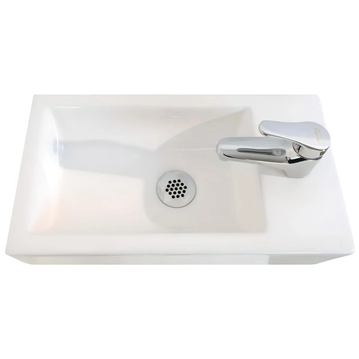 Раковина маленькая GS, 45x25x12 cm, отверстие справа. белая керамика 32577 — фото 11, Раковины