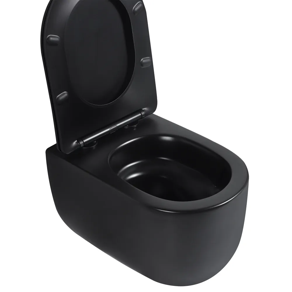 Унитаз ABBER Bequem AC1104TMB подвесной черный матовый, безободковый, смыв торнадо — фото 10, Подвесные унитазы