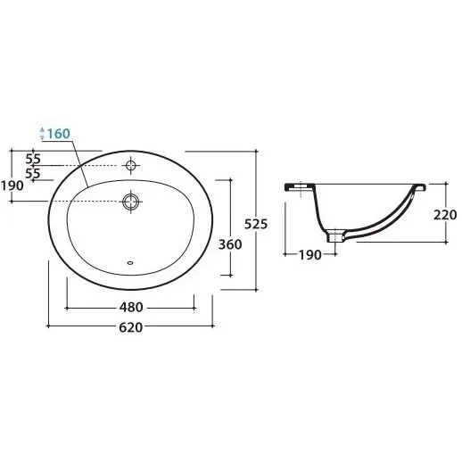 Раковина GLOBO LAVARREDO встраиваемая сверху с одним отверстием Maiori цвет белый VA016BI — фото 3, Раковины