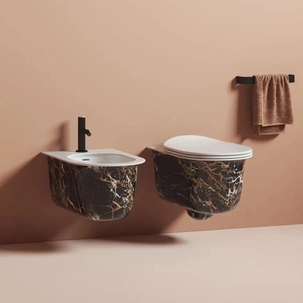 Биде Artceram CHIC подвесной с одним отверстием цвет Portoro gold CHB001 48 00 — фото 1, Биде подвесные