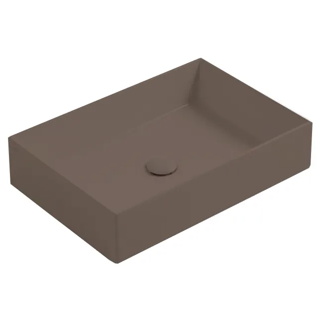 Раковина SIMAS AGILE накладная без отверстий эмалированная с 4 сторон цвет мока матовый AG60.MM — фото 1, Раковины накладные