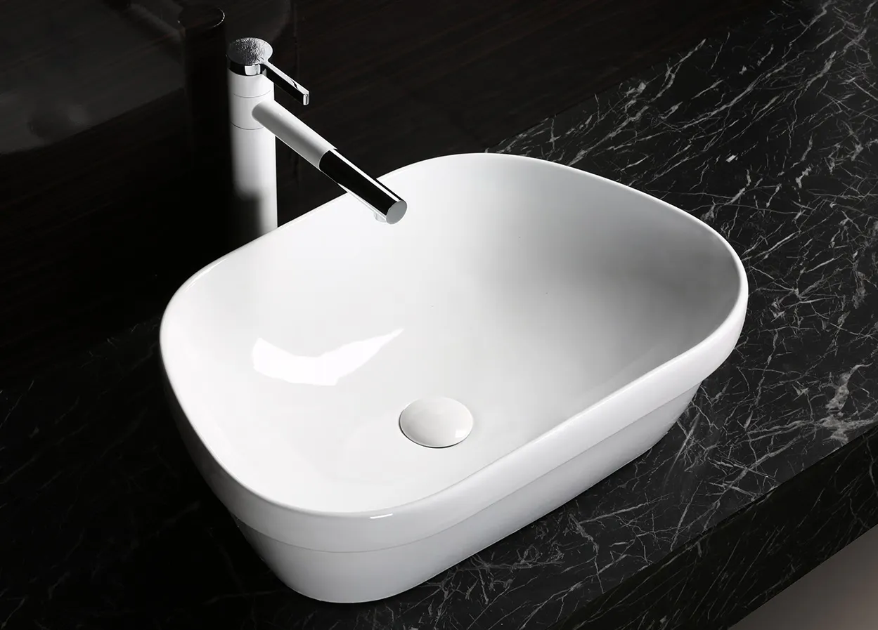 Раковина CR0023 накладная, белая, трапеция 570х390х150 Ceruttispa — фото 1, Раковины накладные