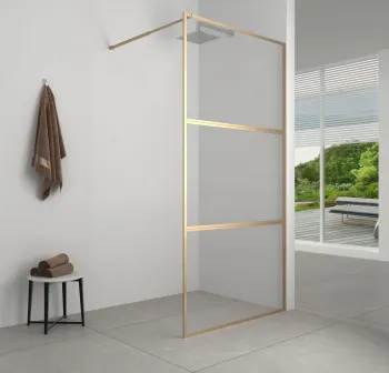 Товар: Душевая перегородка Aquanet 100x200 SW-1000GST профиль золото, прозрачное стекло - фото 2 Душевая перегородка Aquanet 100x200 SW-1000GST профиль золото, прозрачное стекло — фото 2, Душевые перегородки