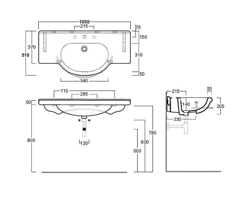 Товар: Раковина SIMAS LAVABI подвесная с одним отверстием и двумя намеченными консоль цвет белый TOP60 - фото 2 Раковина SIMAS LAVABI подвесная с одним отверстием и двумя намеченными консоль цвет белый TOP60 — фото 2, Раковины подвесные