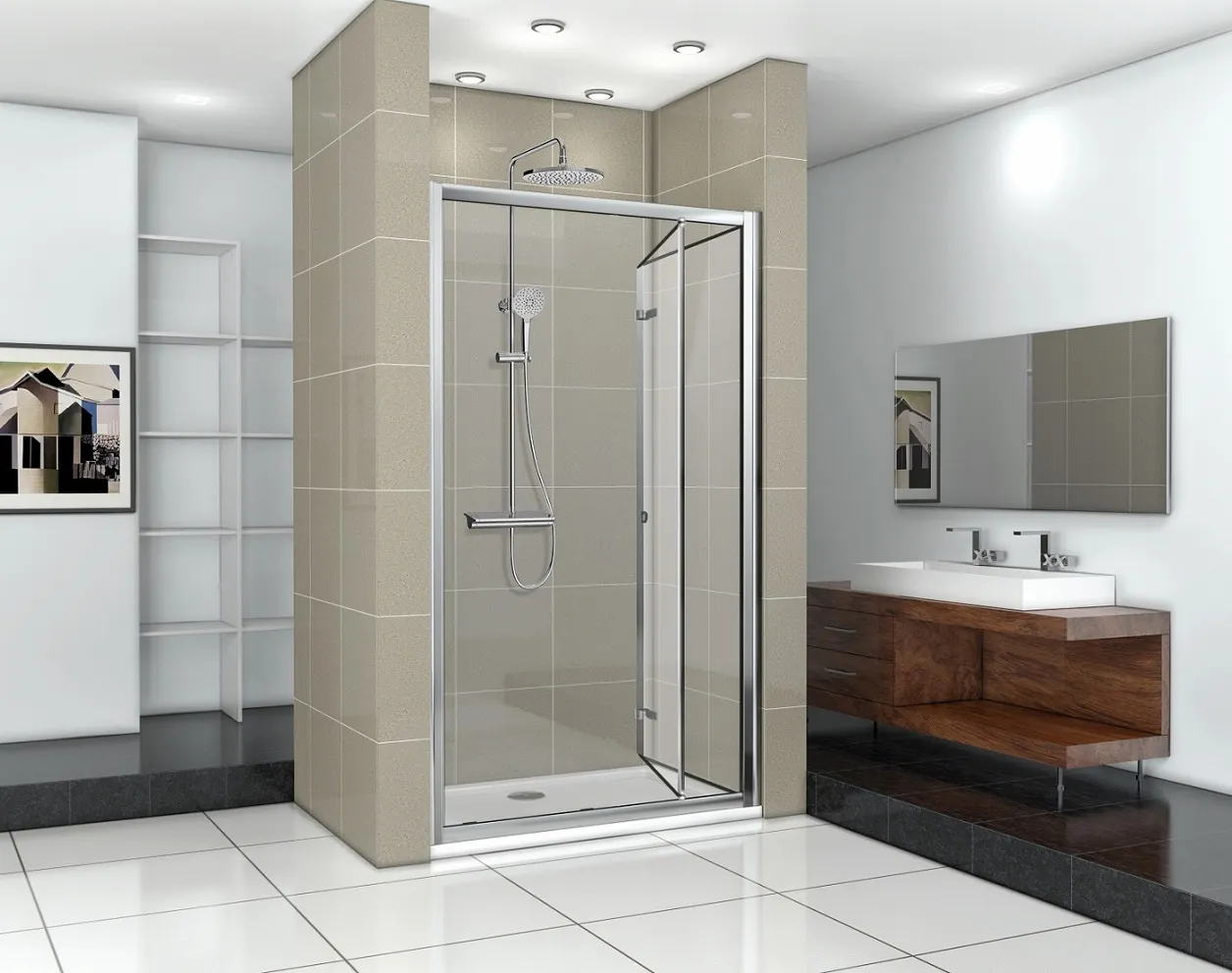 Дверь BELLA D101T душевая в нишу Ceruttispa (100х195) — фото 2, Складные душевые двери