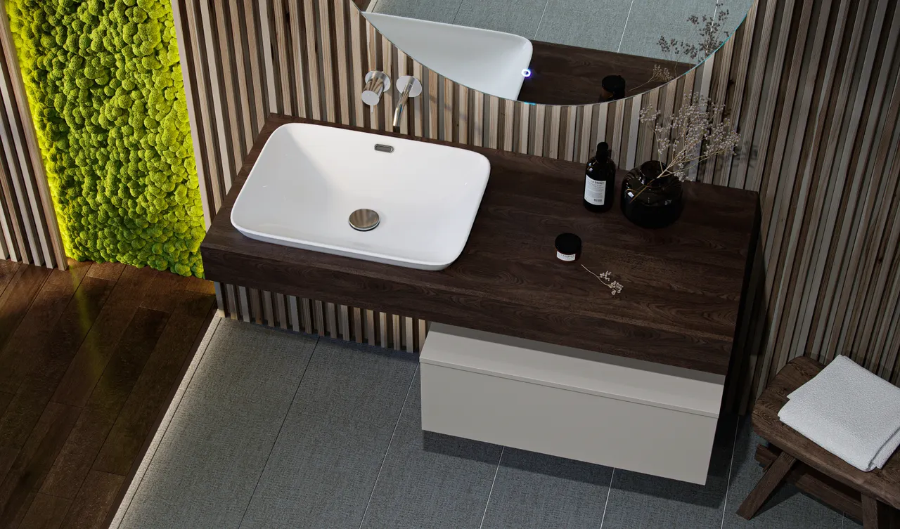 Столешница VELVEX Unit 120, дуб карпентер st.UNI.120-628 — фото 3, Столешницы под раковину