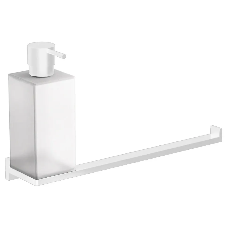 Полотенцедержатель с дозатором COLOMBO DESIGN LOOK B1674.BM настенный цвет белый матовый — фото 1, Дозаторы