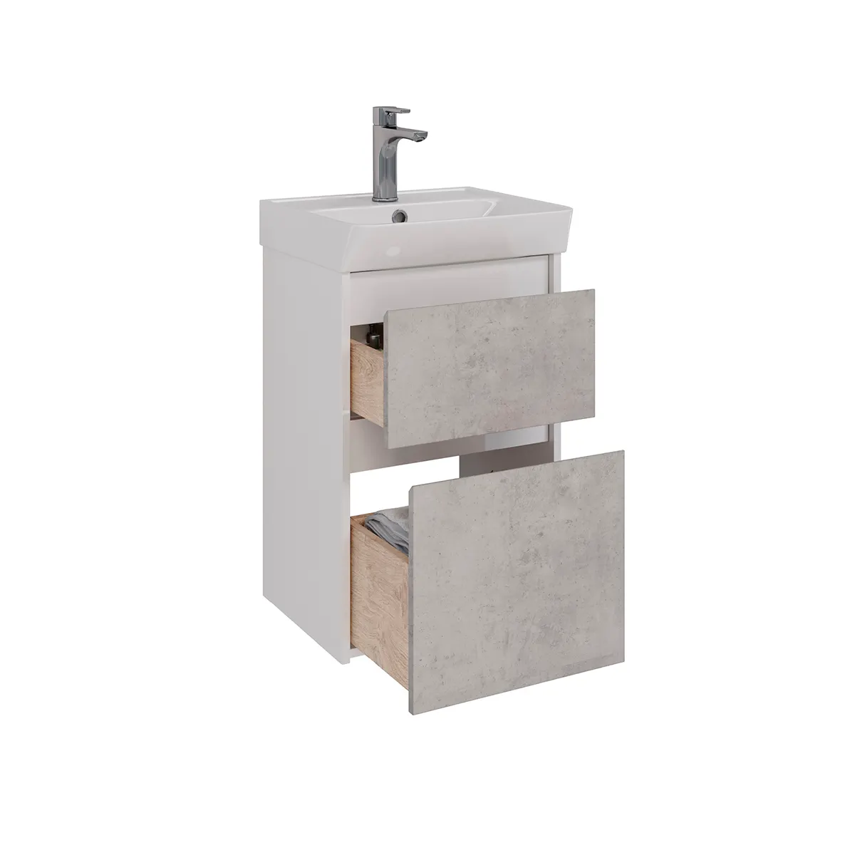 Товар: Тумба Lemark COMBI 45 см под 1 раковину, подвесная/напольная, 2 ящика, цвет фасада: Бетон, цвет корп LM03C45T-Beton - фото 1 Тумба Lemark COMBI 45 см под 1 раковину, подвесная/напольная, 2 ящика, цвет фасада: Бетон, цвет корп LM03C45T-Beton — фото 1, Тумбы под раковину