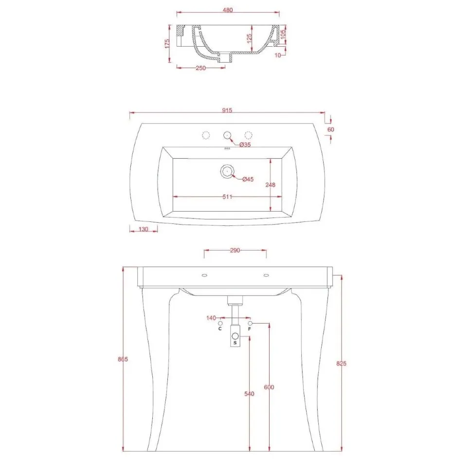Раковина Artceram Jazz на ножки с одним отверстием цвет белый JZL001 01 00 — фото 3, Раковины напольные