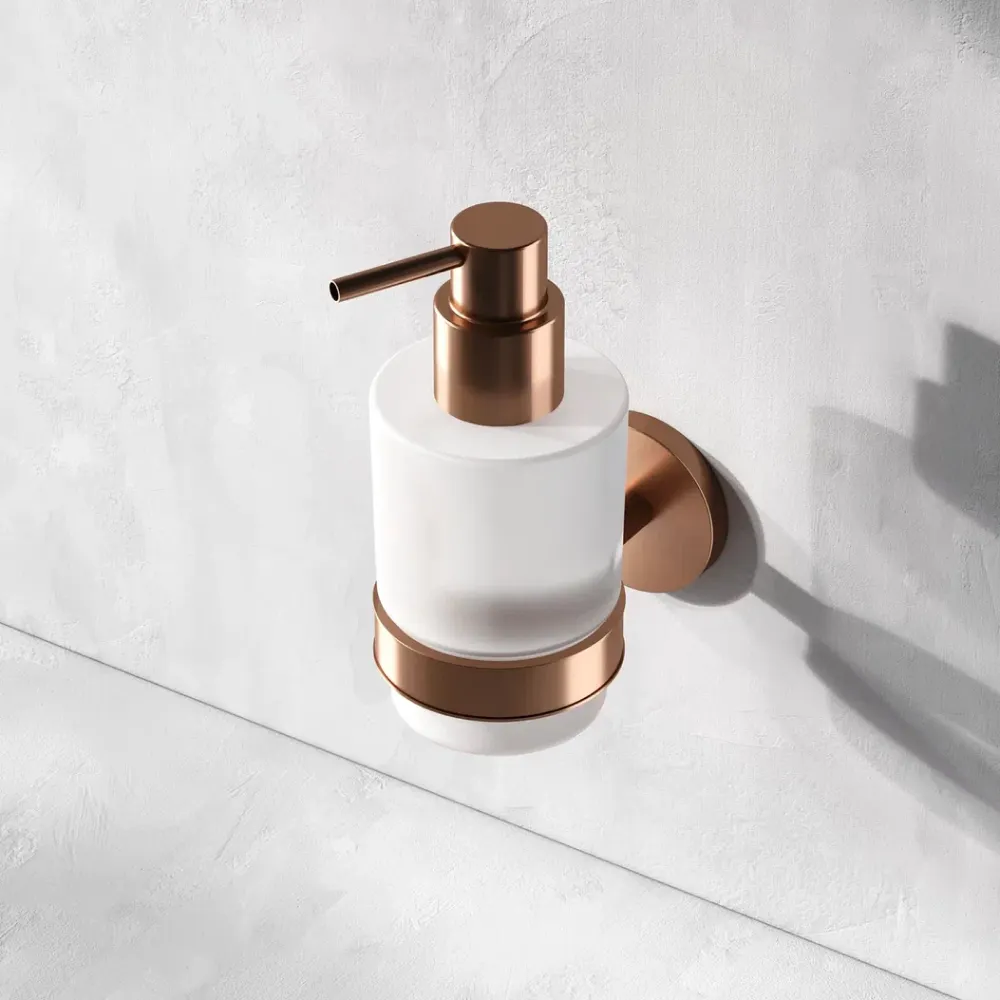 A85A36944 X-Joy, Стеклянный диспенсер для жидкого мыла с настенным держателем, роз. золото — фото 6, Диспенсеры для жидкого мыла