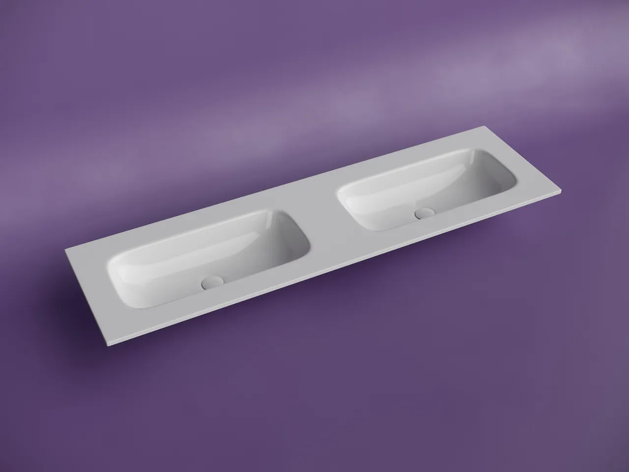 Раковина накладная мебельная CERAMICANOVA Grace прямоугольная 1610x457x137 с двумя чашами без отверстий под смеситель цвет белый CN7023wx — фото 2, Раковины накладные