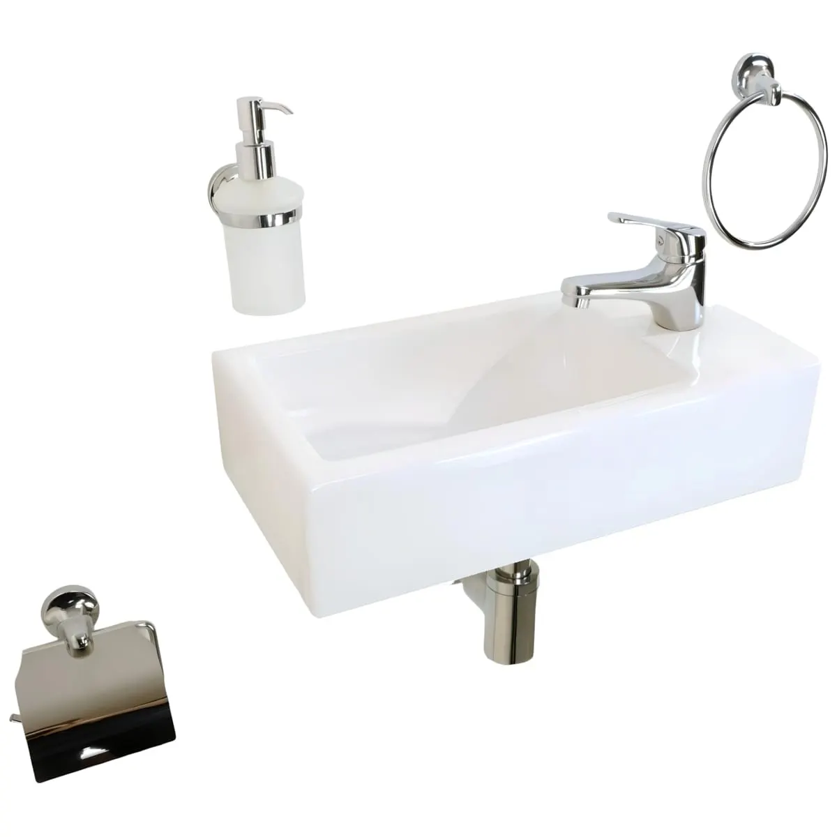 Раковина маленькая GS, 45x25x12 cm, отверстие справа. белая керамика 32577 — фото 16, Раковины