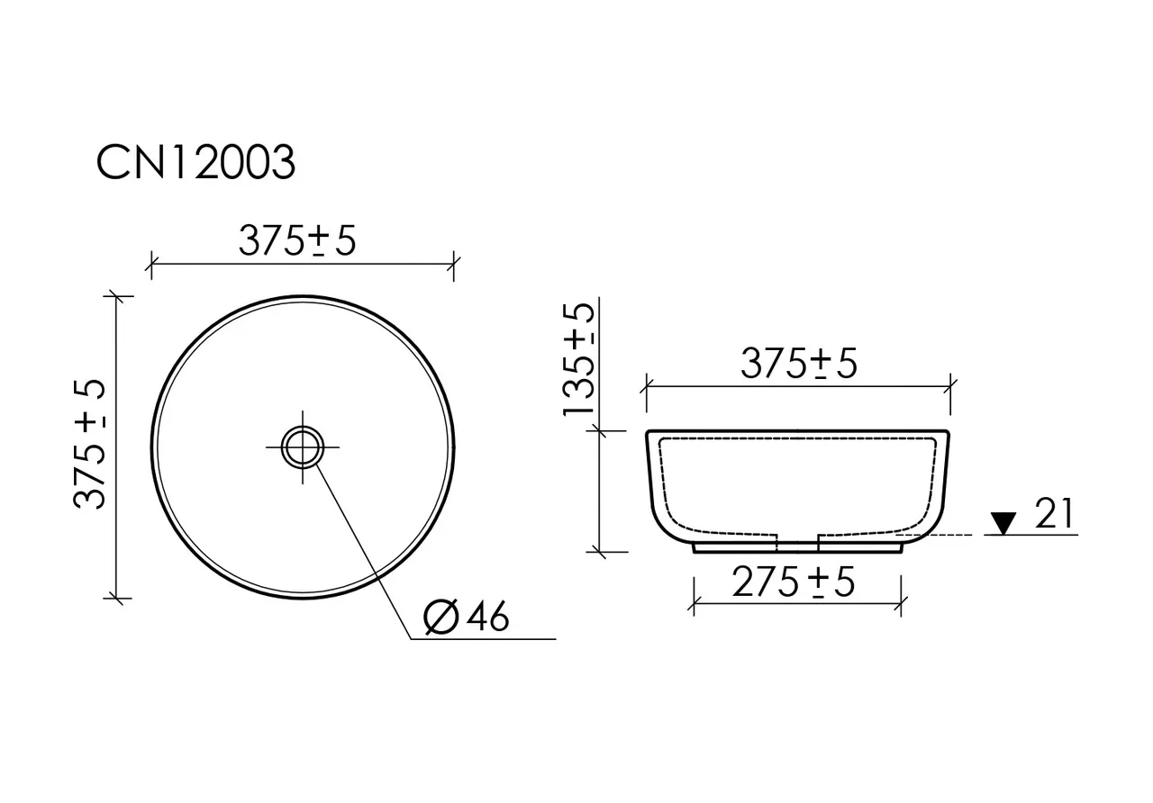 Раковина накладная Taycan, круглая, диаметр 375 мм, высота 140 мм, белая матовая — фото 7, Раковины накладные