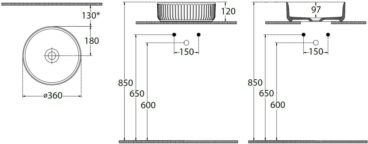 Раковина-чаша Allen Brau Fantasy Line 36 4.11032.21 Белая матовая — фото 16, Раковины накладные