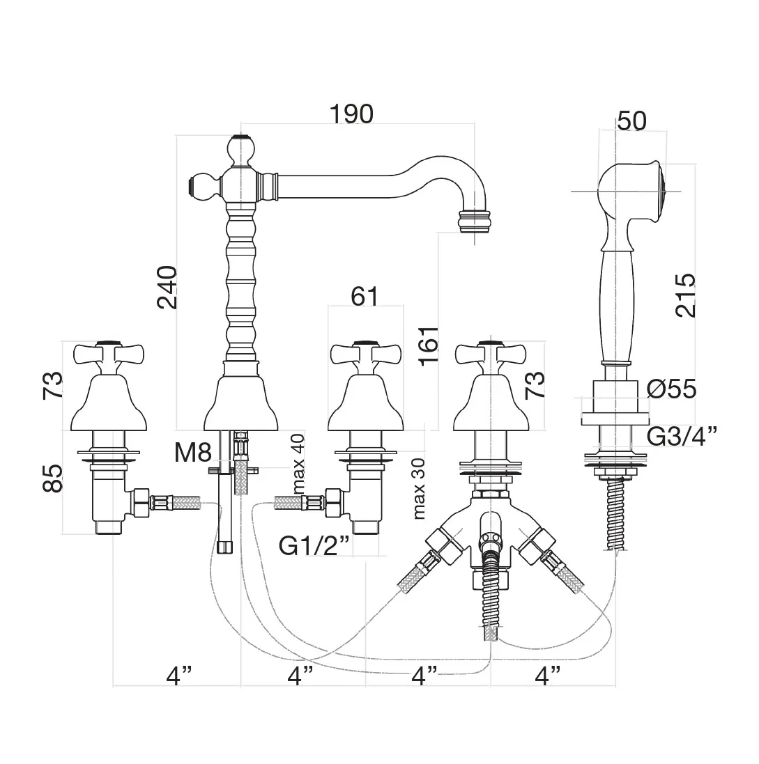 Товар: Смеситель на борт ванны Fiore MARGOT 26CR0607, хром - фото 2 Смеситель на борт ванны Fiore MARGOT 26CR0607, хром — фото 2, Смесители на борт ванны