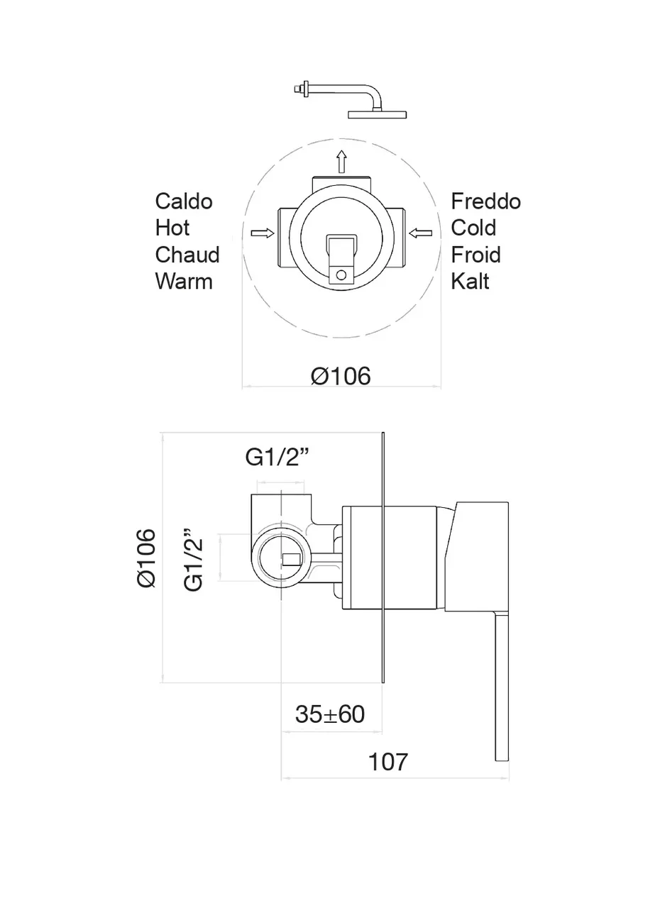 Смеситель для душа Fiore KATANA 77CR7565, хром — фото 2, Смеситель для душа