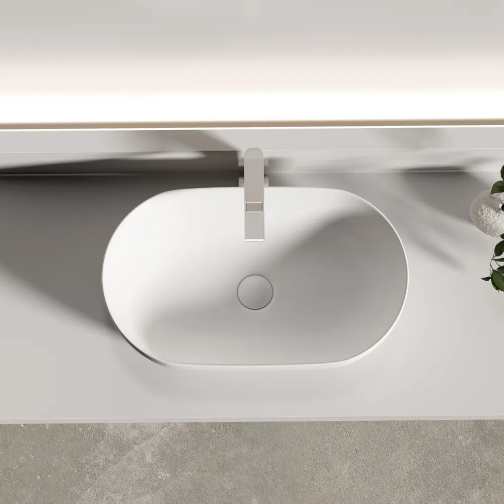 Раковина CERAMICANOVA Twist накладная овальной формы 500x300x140 белый матовый CN12001MW — фото 6, Раковины накладные