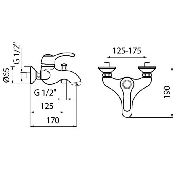 Смеситель для ванны Webert Aurora AU850102015 — фото 2, Смеситель для ванны