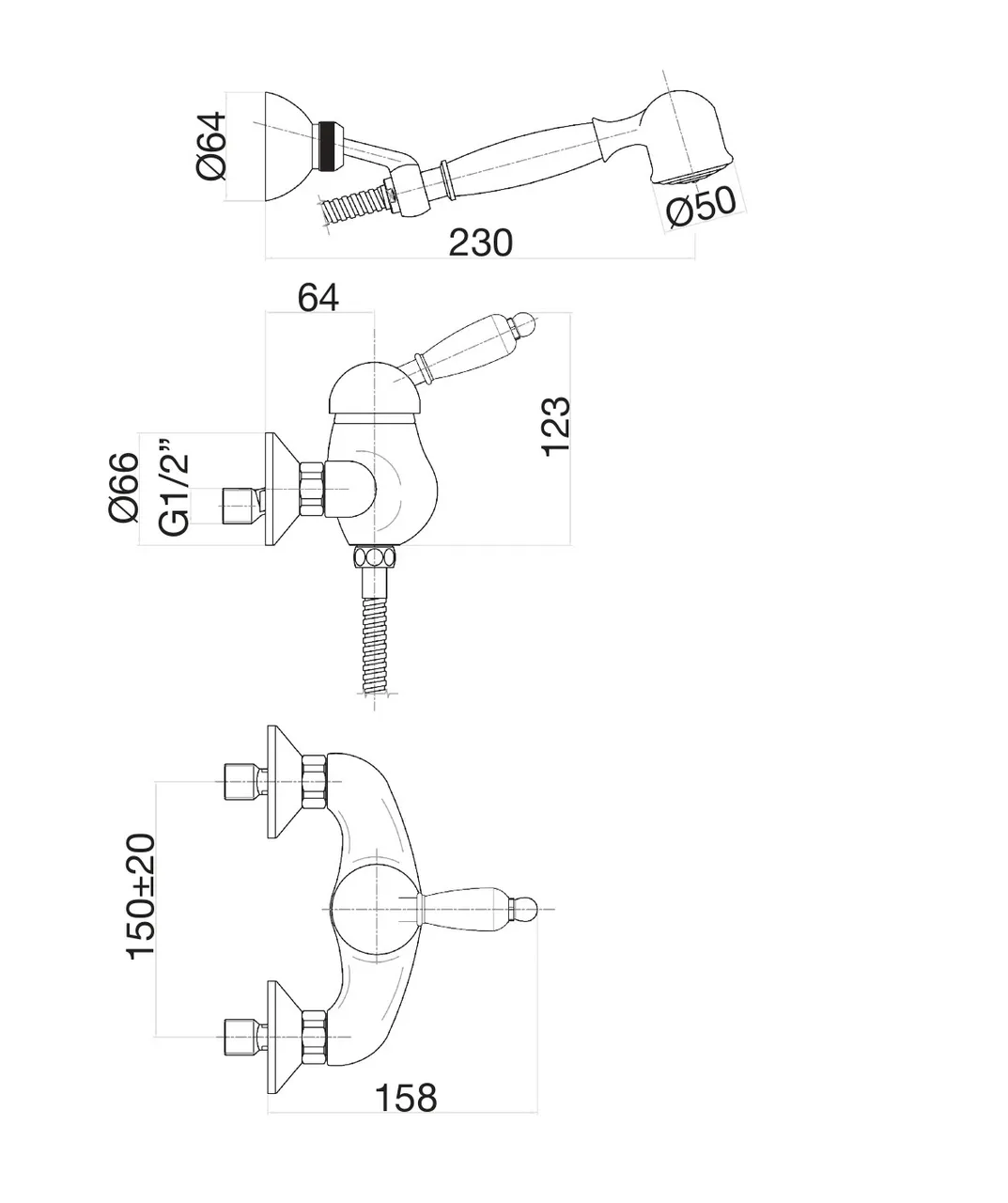 Смеситель для душа Fiore IMPERIAL 83OO5127, золото — фото 2, Смеситель для душа
