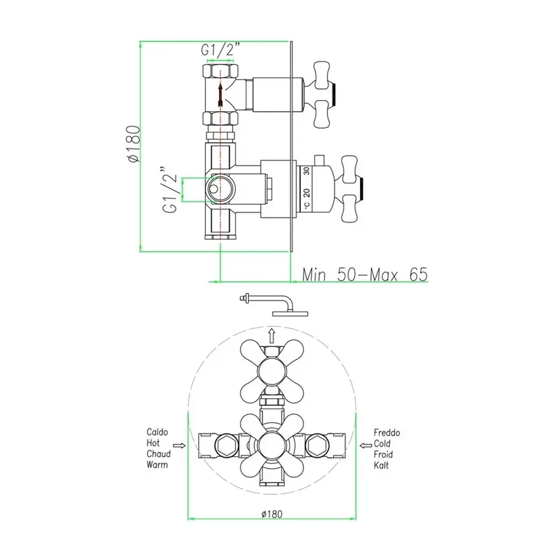 Товар: Смеситель для душа встраиваемый с термостатом Webert Armony AM970901060, медь - фото 2 Смеситель для душа встраиваемый с термостатом Webert Armony AM970901060, медь — фото 2, Смеситель для душа