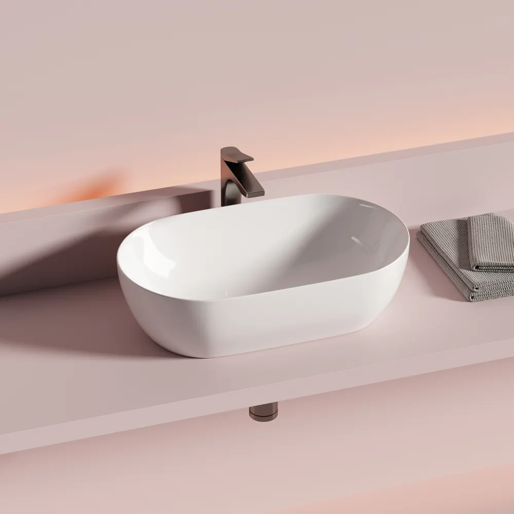 Раковина CERAMICANOVA Twist накладная овальной формы 500x300x140 белый CN12001 — фото 3, Раковины накладные