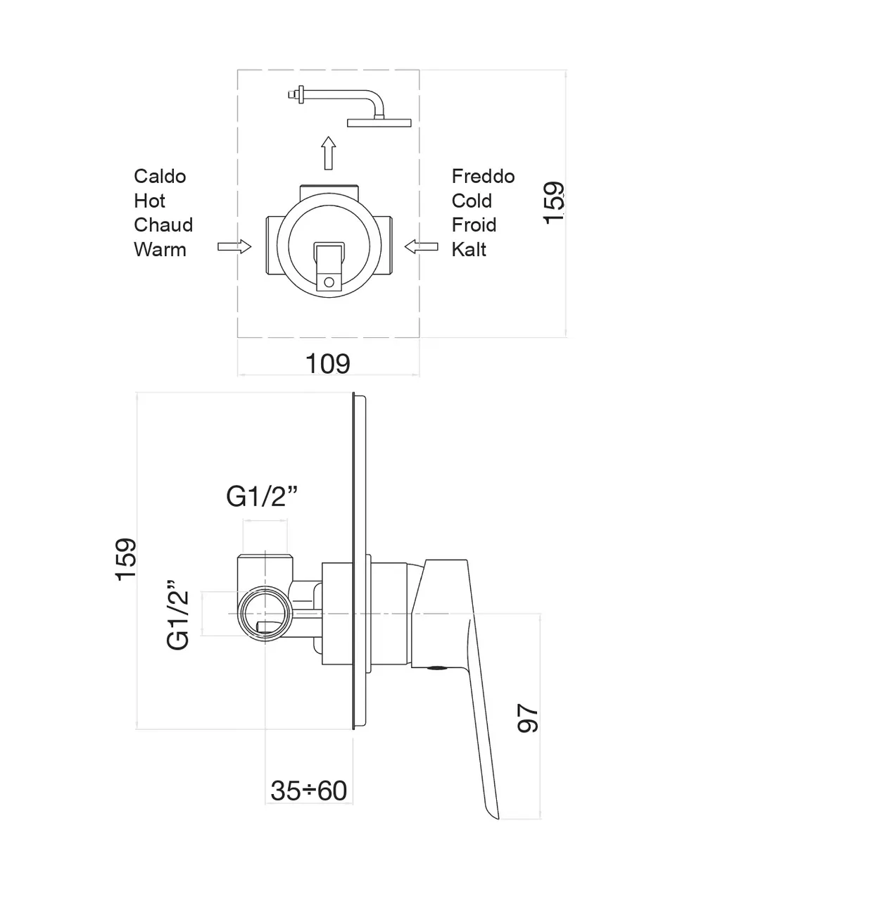 Смеситель для душа Fiore KEVON 81BB6515, белый — фото 2, Смеситель для душа