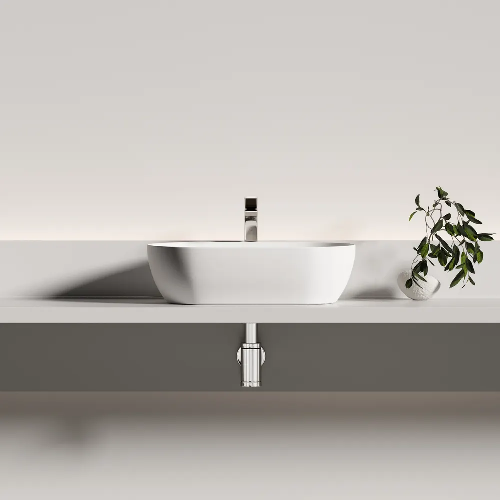 Раковина CERAMICANOVA Twist накладная овальной формы 500x300x140 белый матовый CN12001MW — фото 5, Раковины накладные