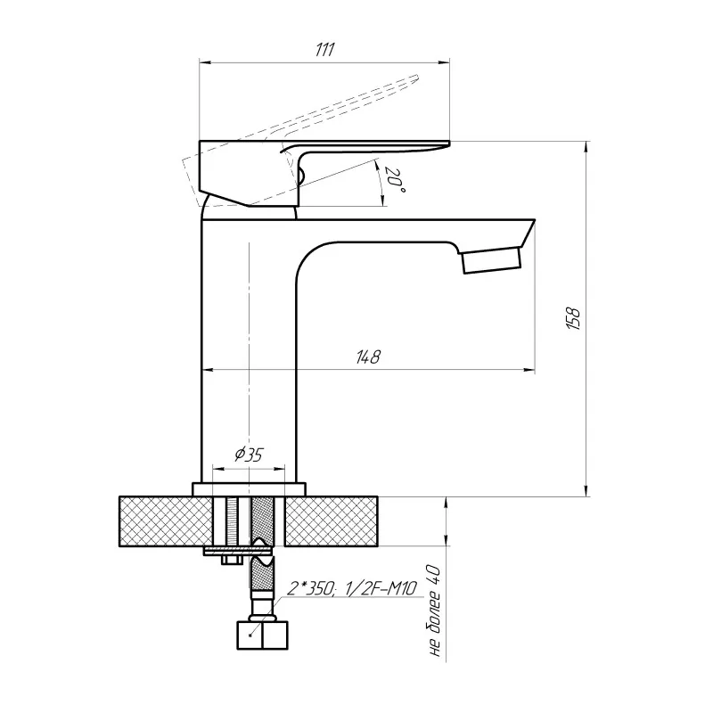 Смеситель для раковины Сантаком stMIRA 7017, хром — фото 2, Смесители для раковины