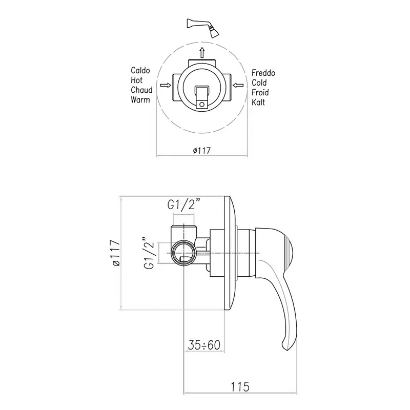 Товар: Смеситель для душа встраиваемый Webert Aurora AU880101017, хром/золото - фото 2 Смеситель для душа встраиваемый Webert Aurora AU880101017, хром/золото — фото 2, Смеситель для душа
