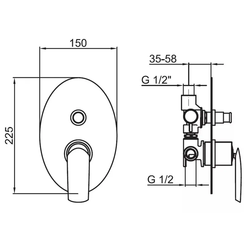 Товар: Смеситель для душа встраиваемый Webert Aria AI860101844, белый/хром - фото 2 Смеситель для душа встраиваемый Webert Aria AI860101844, белый/хром — фото 2, Смеситель для душа