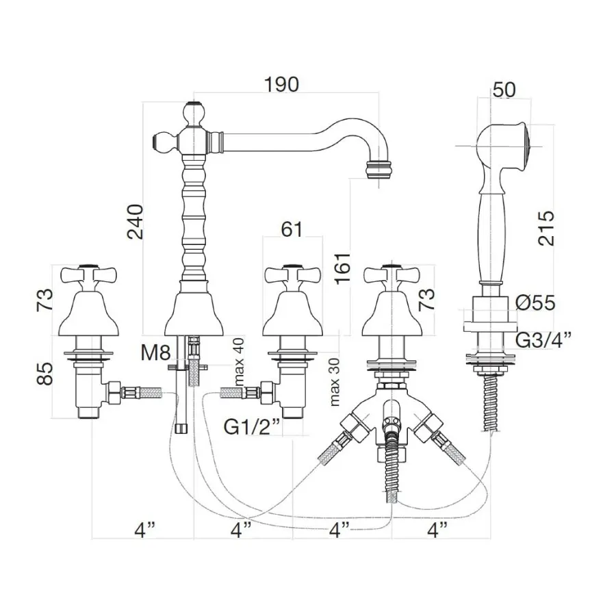 Товар: Смеситель на борт ванны Webert Armony AM730402017, хром/золото - фото 2 Смеситель на борт ванны Webert Armony AM730402017, хром/золото — фото 2, Смесители на борт ванны