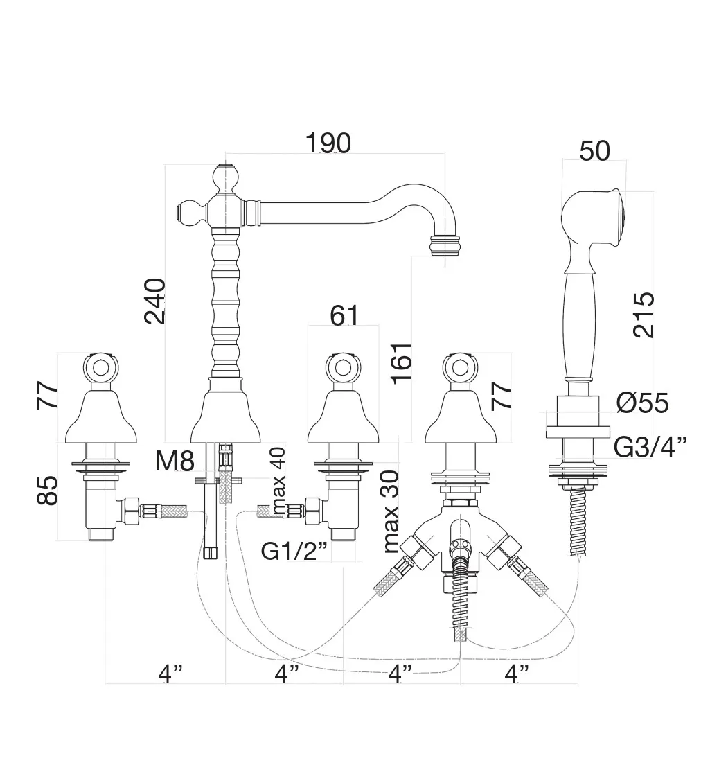 Товар: Смеситель на борт ванны Fiore COLONIALE 02ZZ0607, бронза - фото 2 Смеситель на борт ванны Fiore COLONIALE 02ZZ0607, бронза — фото 2, Смесители на борт ванны