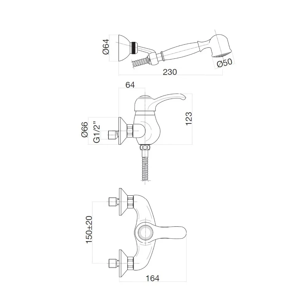 Товар: Смеситель для душа Webert Aurora AU870101065, бронза - фото 2 Смеситель для душа Webert Aurora AU870101065, бронза — фото 2, Смеситель для душа