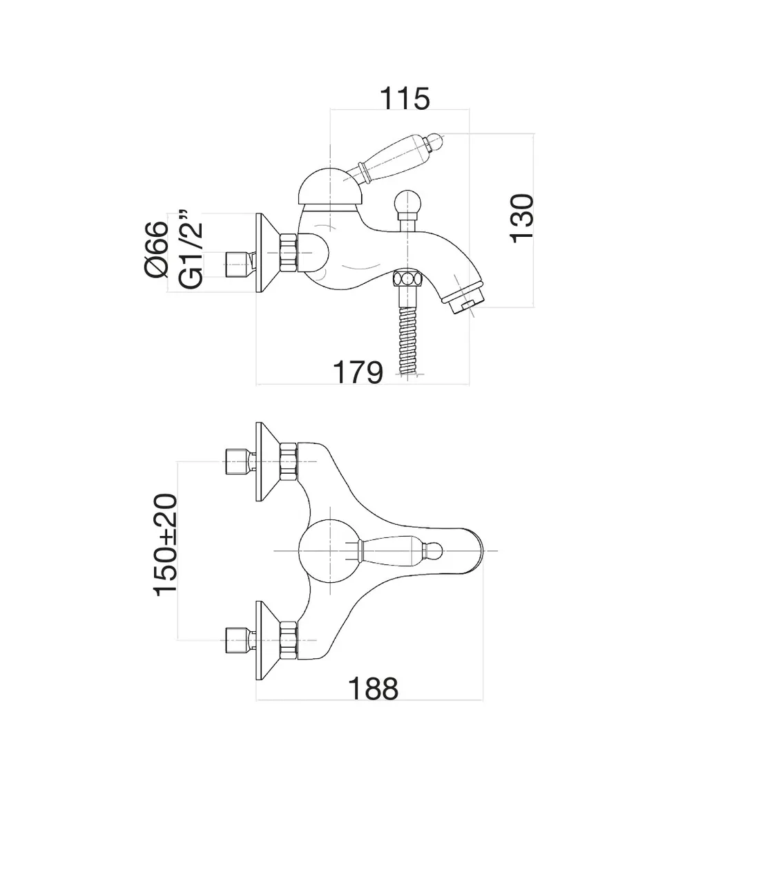 Смеситель для ванны Fiore IMPERIAL 83CO5101, хром/золото — фото 2, Смеситель для ванны