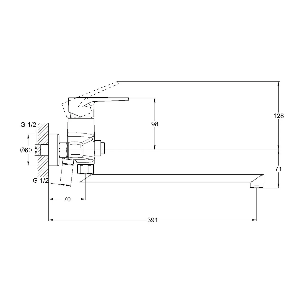 Смеситель для ванны G.Lauf ZIG7-B166, хром — фото 2, Смеситель для ванны