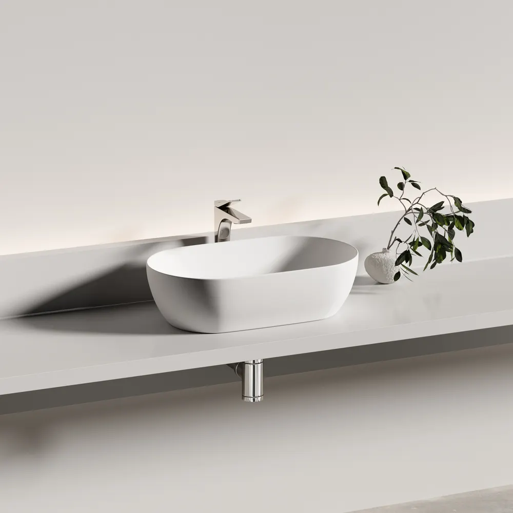 Раковина CERAMICANOVA Twist накладная овальной формы 500x300x140 белый матовый CN12001MW — фото 2, Раковины накладные