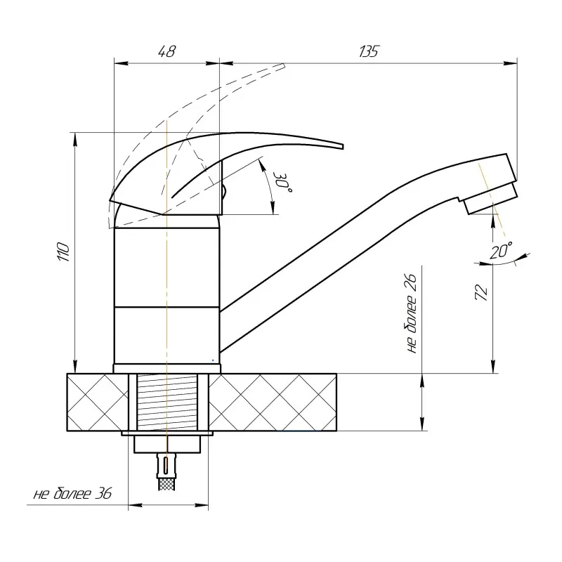 Товар: Смеситель для кухни Сантаком stOMEGA 3305, хром - фото 2 Смеситель для кухни Сантаком stOMEGA 3305, хром — фото 2, Смесители для кухни